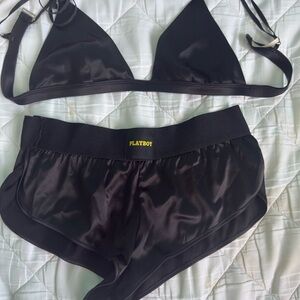 PLAYBOY Black Sleek Pajama Set